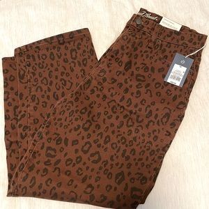 Leopard Jeans Straight Leg High Waisted